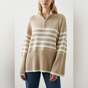 Rails Tan and White Striped Sweater